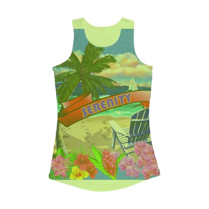 Serenity Beach Banner Design Women Performance Tank Top
