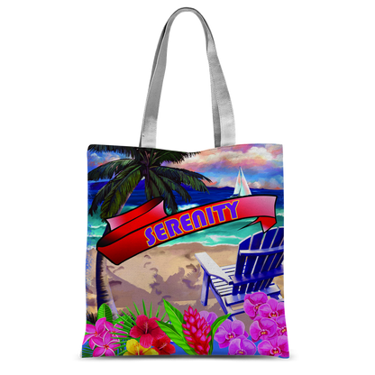 Serenity Beach Banner Design Classic Sublimation Tote Bag