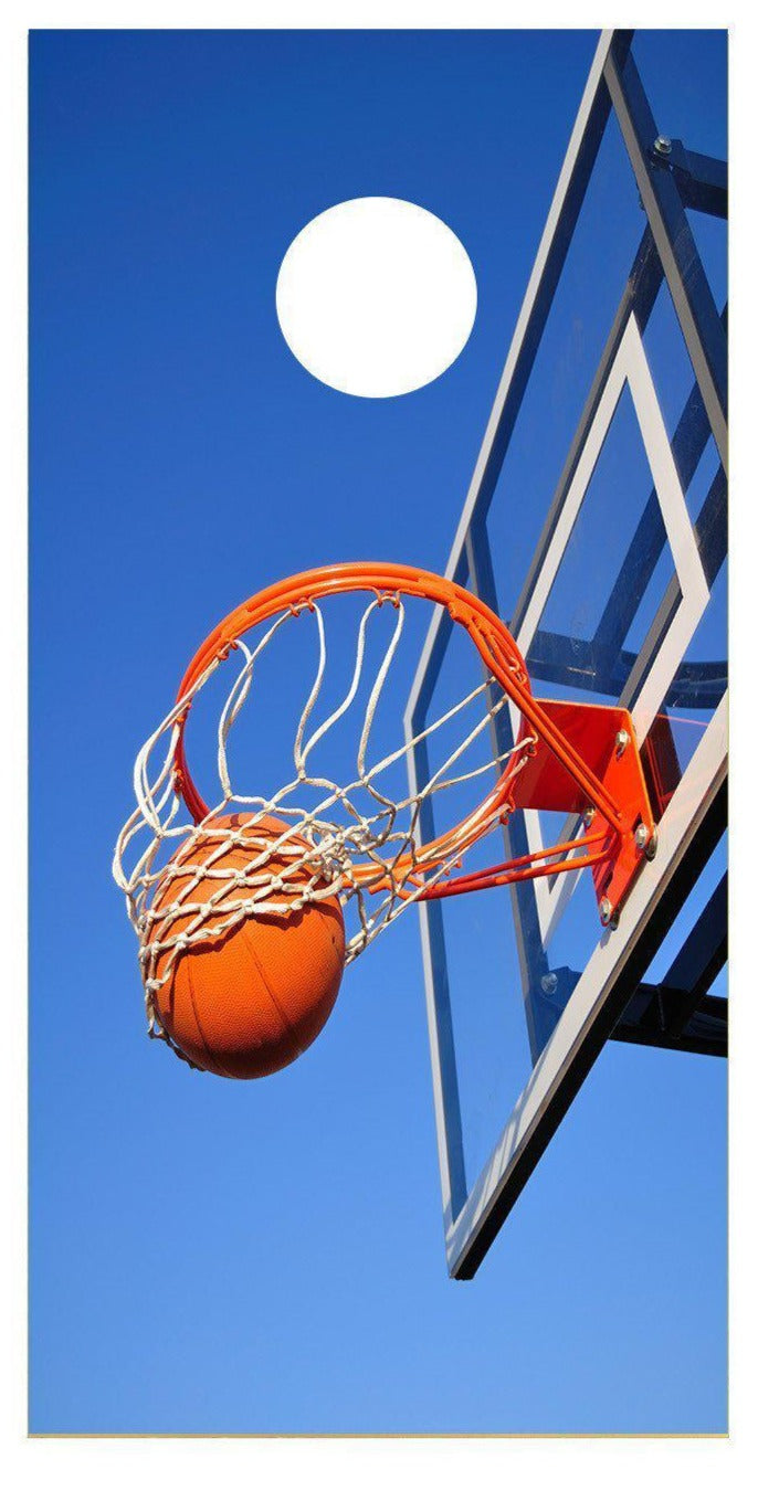 Basketball Hoop Cornhole Board Decal Set - 2 Decals Bean Bag Toss NBA - Let's Print Big