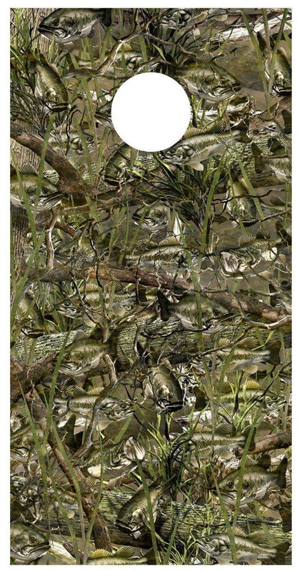 Bass Camo Design Cornhole Decal Wrap