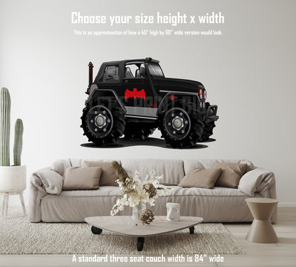 Car Art Batman Jeep CJ Wrangler Renegade Hot Rod Cartoon Wall Decal