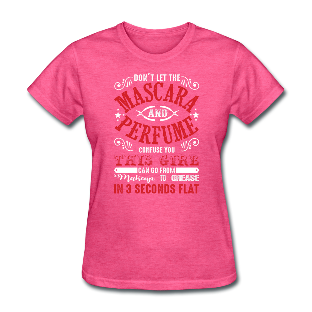 Mascara & Perfume to Grease Mechanic Women's T-Shirt - heather pink