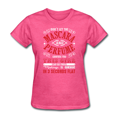 Mascara & Perfume to Grease Mechanic Women's T-Shirt - heather pink