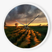Cloudy Field Sunset 10 inch wall clock
