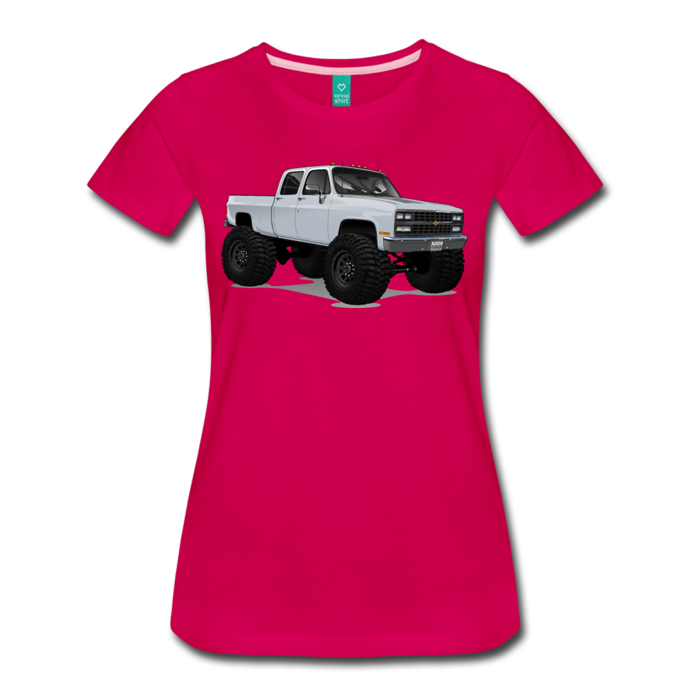 White Chevrolet 4x4 Crew Cab Pickup Truck Women’s Premium T-Shirt - dark pink