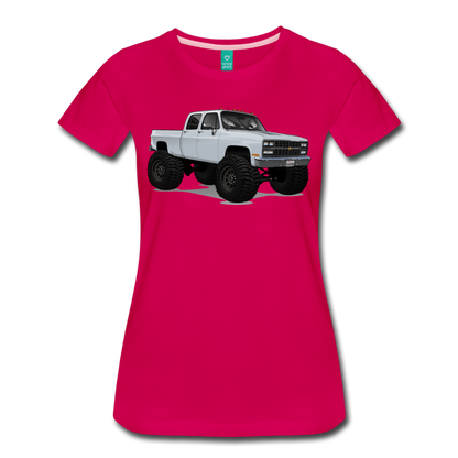 White Chevrolet 4x4 Crew Cab Pickup Truck Women’s Premium T-Shirt - dark pink