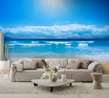 Beach View Wallpaper Summertime Custom Designed Wall Mural living room