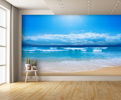 Beach View Wallpaper Summertime Custom Designed Wall Mural extra room