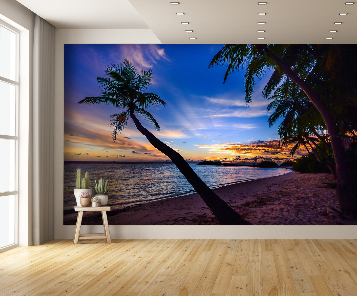 Beach Palm Trees Sunset Dusk 2 Custom Designed Wallpaper