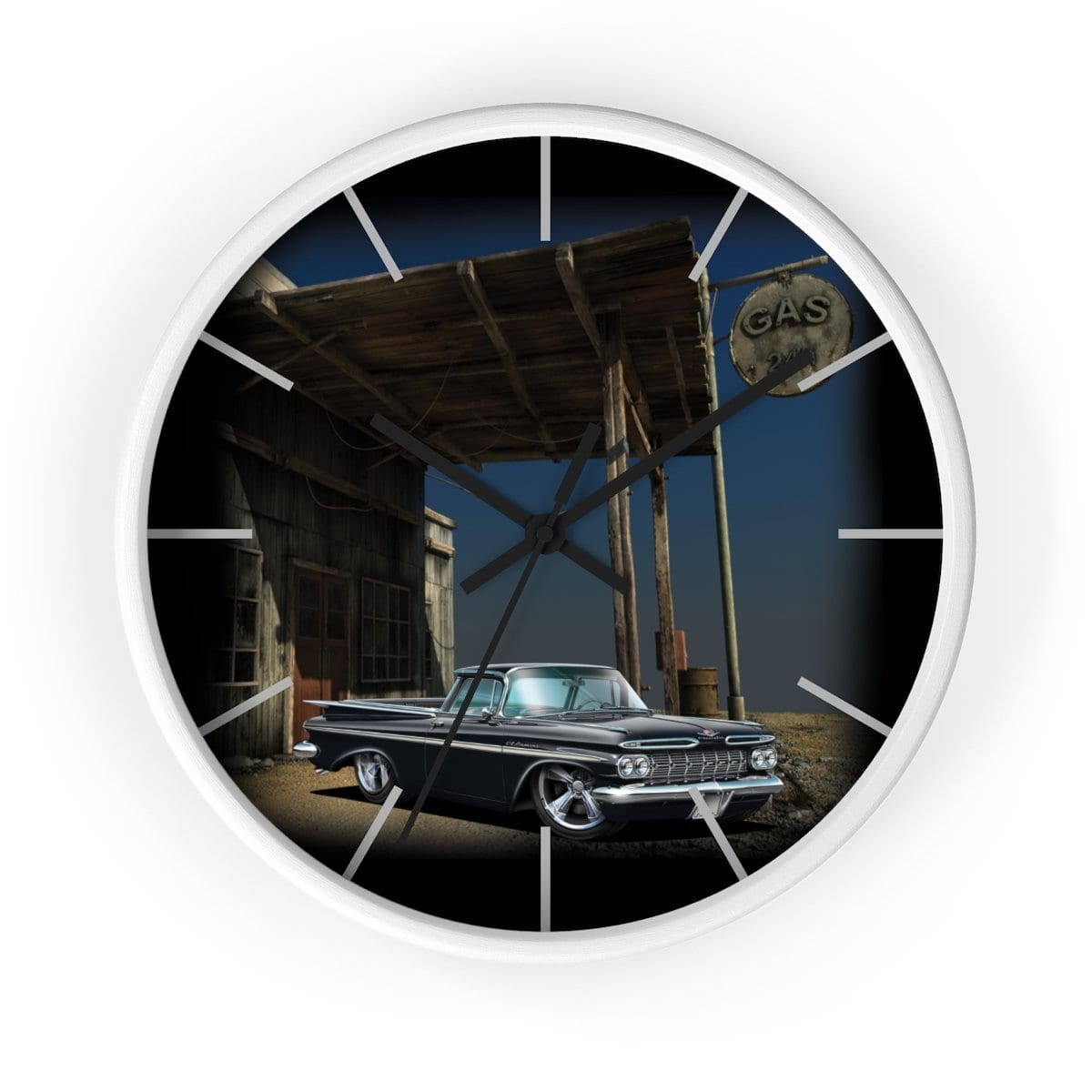 1959 El Camino Old Gas Station Wall clock