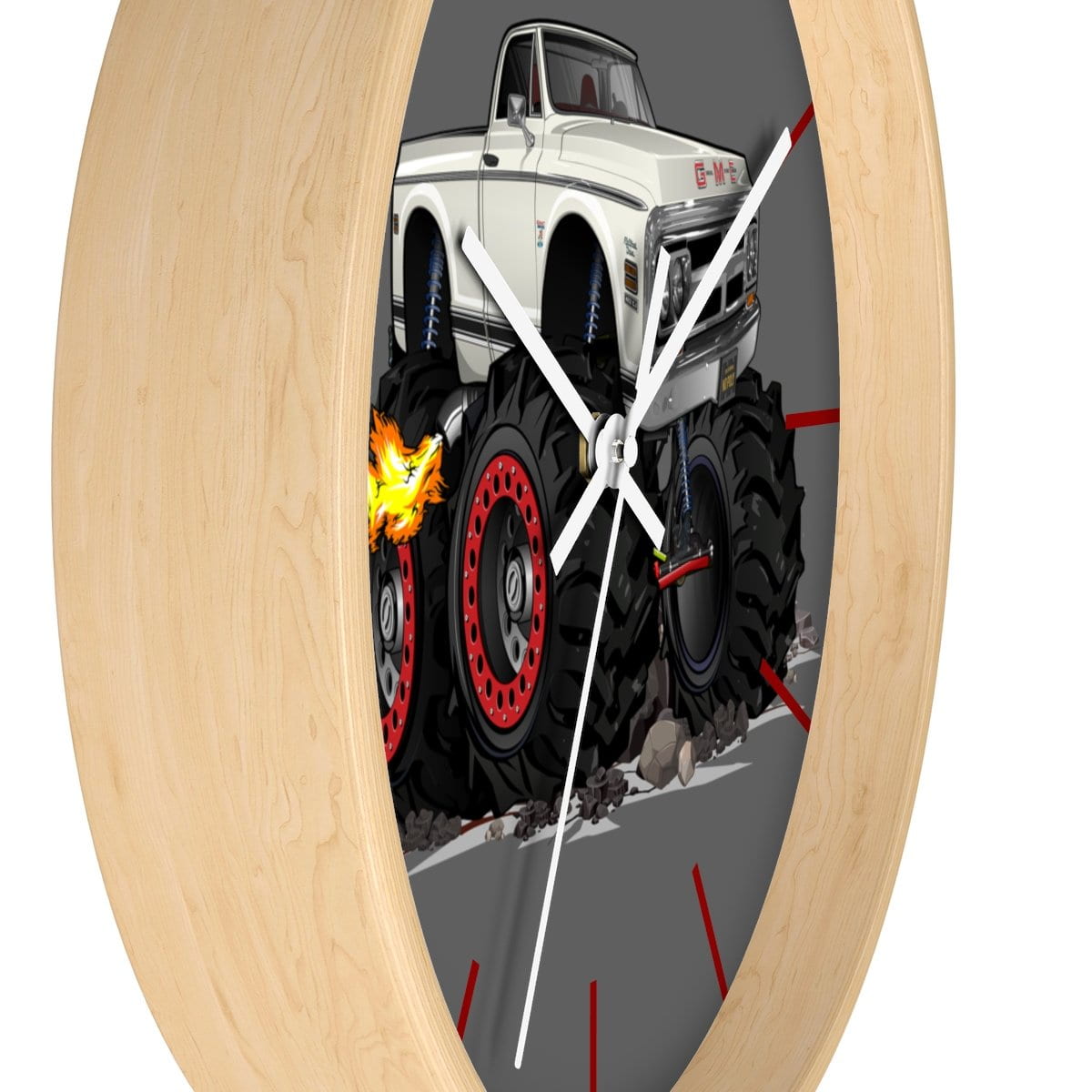 1972 GMC 4x4 Pickup Monster Truck with Rocks Car Art Wall clock