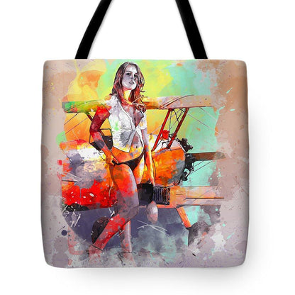 Biplane Girl - Tote Bag