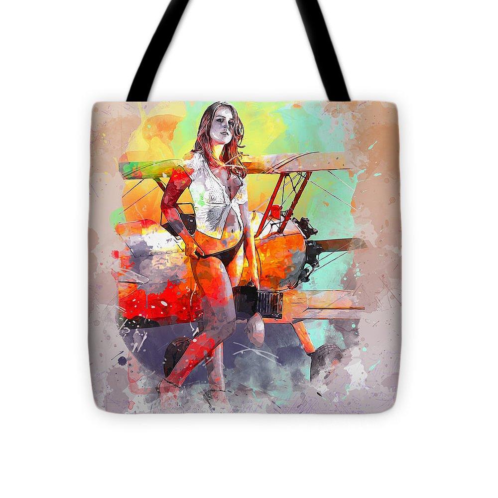 Biplane Girl - Tote Bag