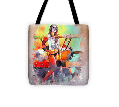 Biplane Girl - Tote Bag