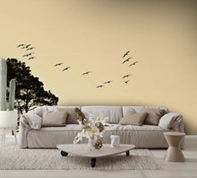 Custom Designed Wallpaper Tree with Birds Flying