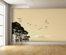Custom Designed Wallpaper Tree with Birds Flying