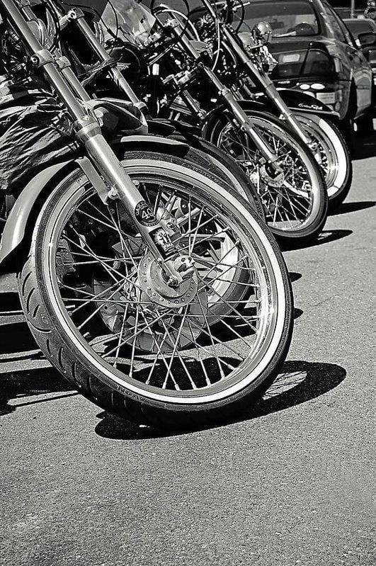 Black And White Motorcycles - Art Print