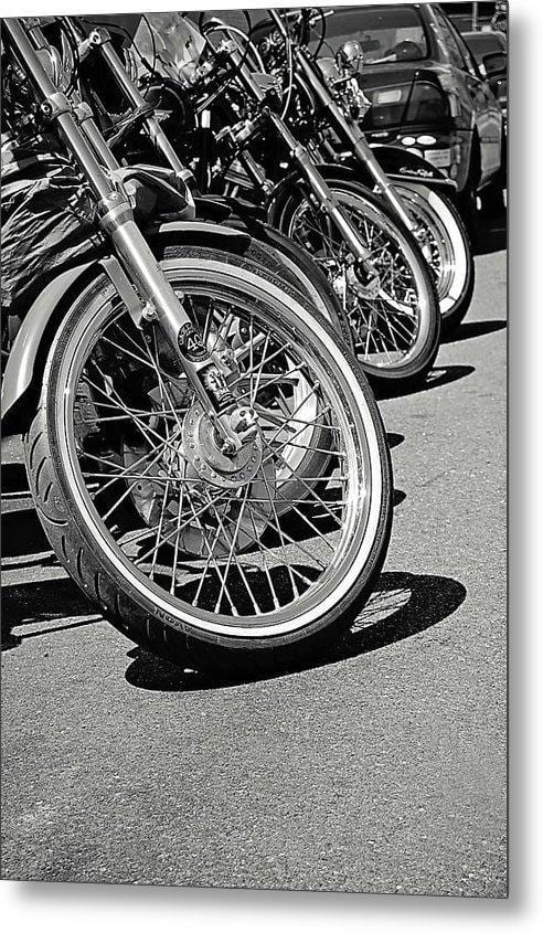 Black And White Motorcycles - Metal Print