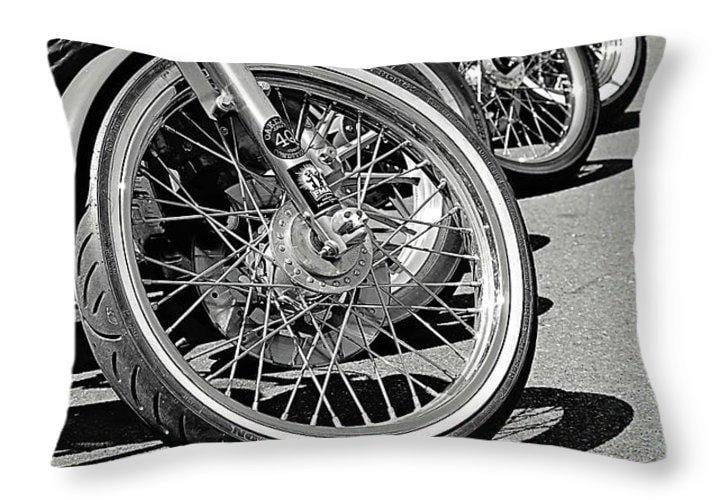 Black And White Motorcycles - Throw Pillow