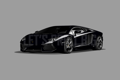 Car On Wall Art Lamborghini 4 Color Choices Decal Removable