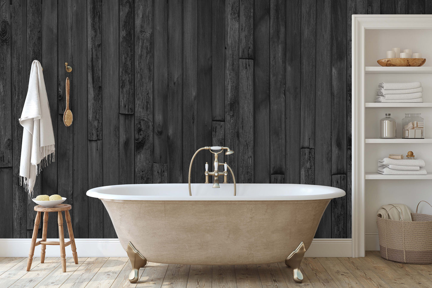 Black Wood Plank Wallpaper Mural