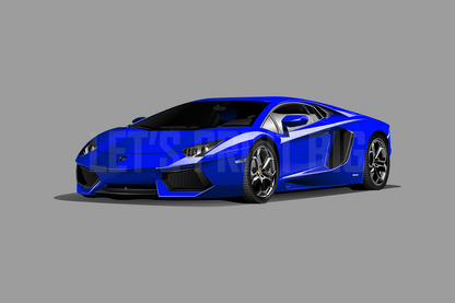 Car Art Blue Lamborghini WALL DECAL REMOVABLE REPOSITIONABLE