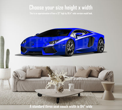 Car Art Blue Lamborghini WALL DECAL REMOVABLE REPOSITIONABLE