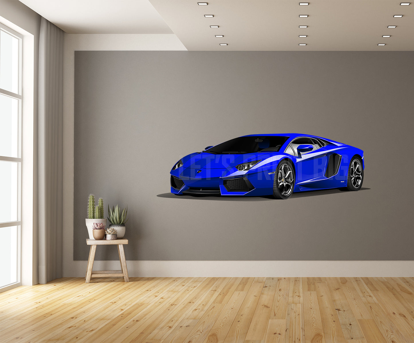 Car Art Blue Lamborghini WALL DECAL REMOVABLE REPOSITIONABLE