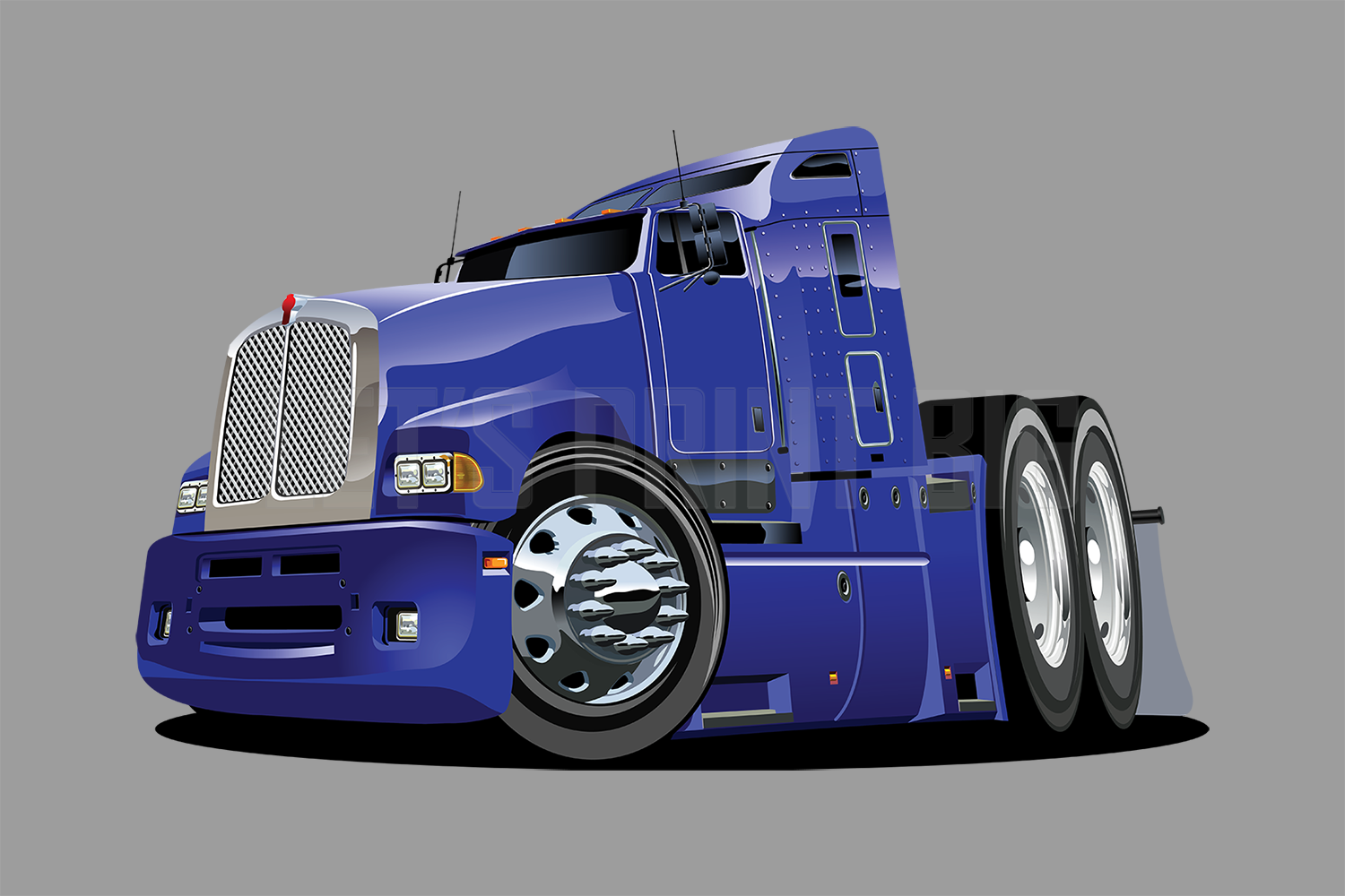 Car Art Blue Semi Front Cartoon Wall Decal