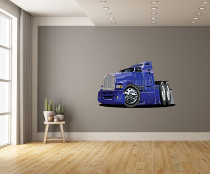 Car Art Blue Semi Front Cartoon Wall Decal