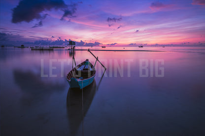 Boat Calm Seas Dusk Custom Designed Wallpaper