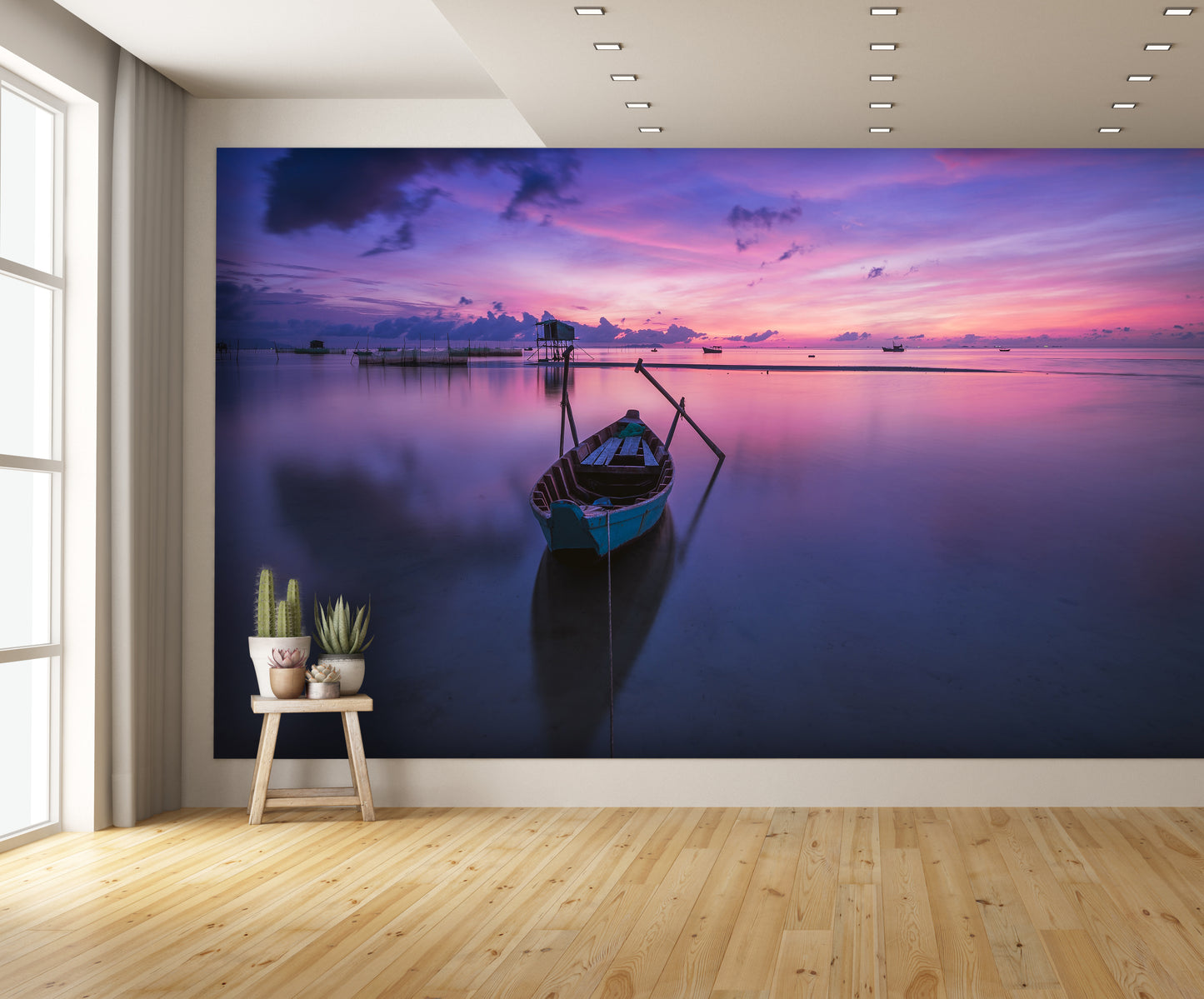 Boat Calm Seas Dusk Custom Designed Wallpaper