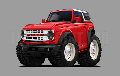 2022 Ford Bronco Cartoon Car Art Wall Decal