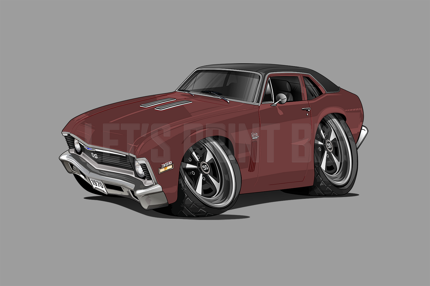 1970 Nova SS Hot Rod Car Art Wall Decal