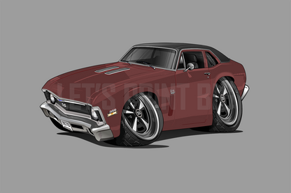 1970 Nova SS Hot Rod Car Art Wall Decal