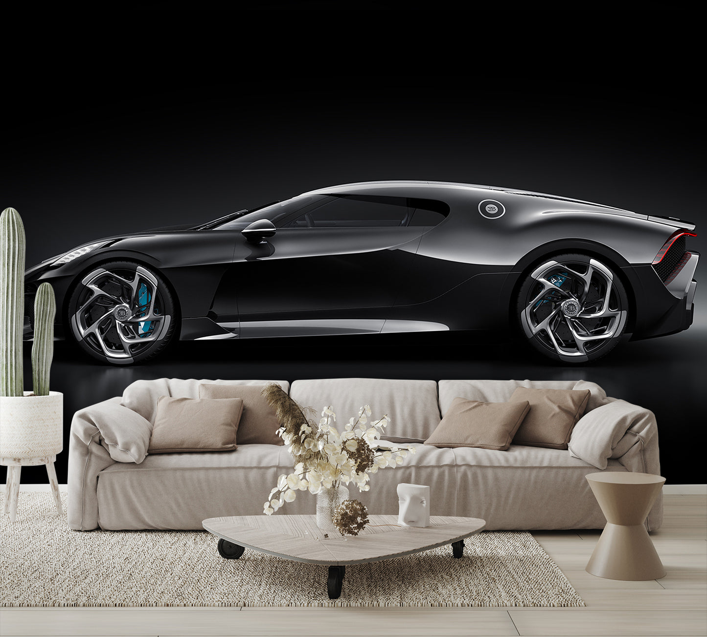 Car Art Bugatti Side View Wall Mural