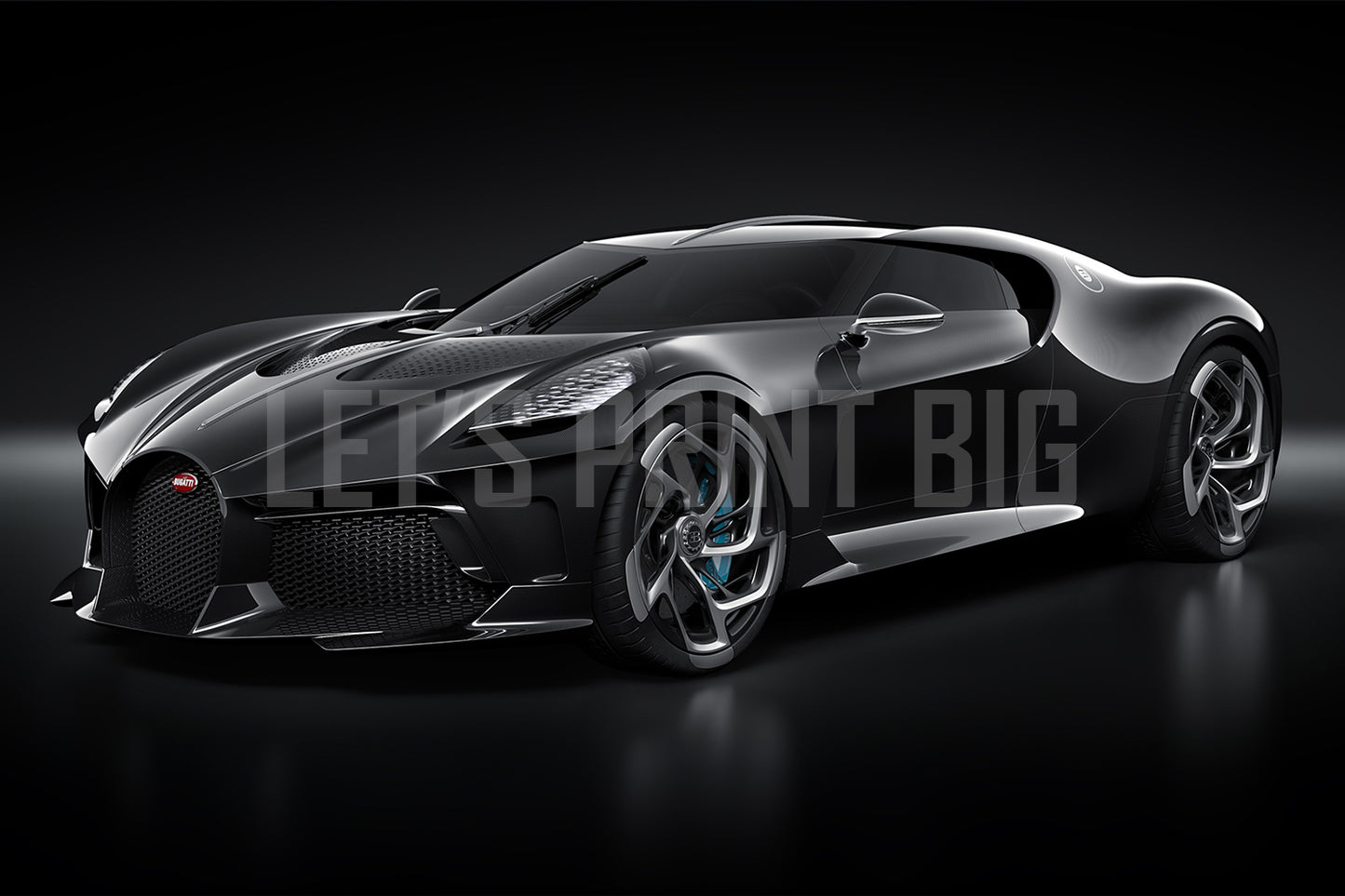Car Art Bugatti Front Left View Wall Mural