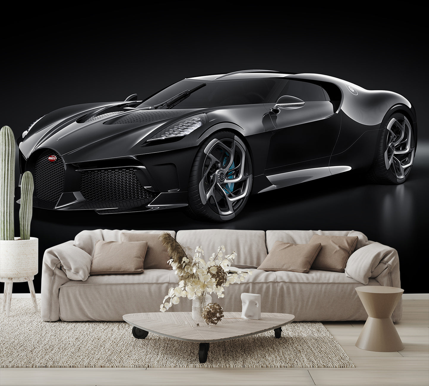 Car Art Bugatti Front Left View Wall Mural