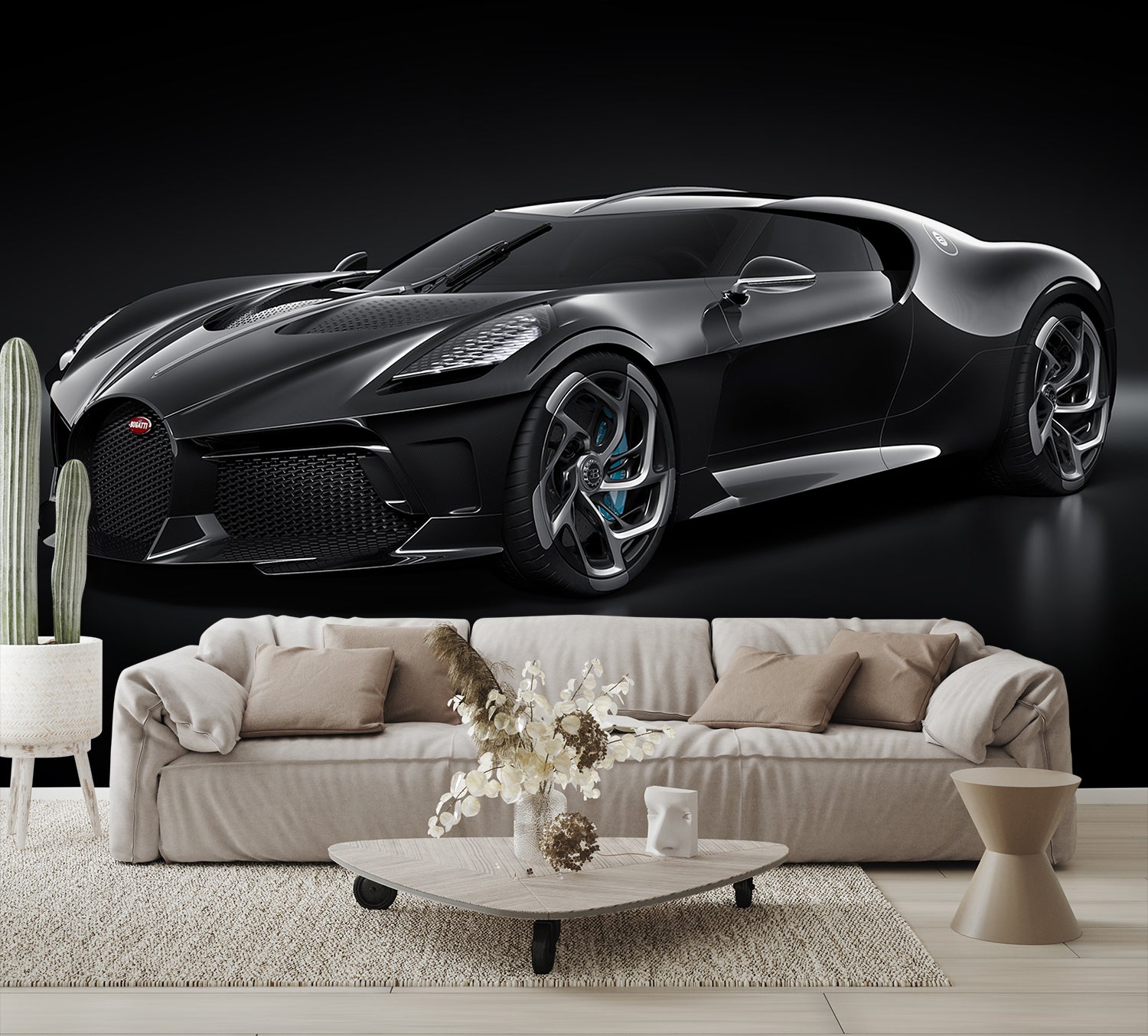 Car Art Bugatti Front Left View Wall Mural