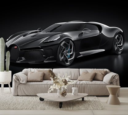Car Art Bugatti Front Left View Wall Mural