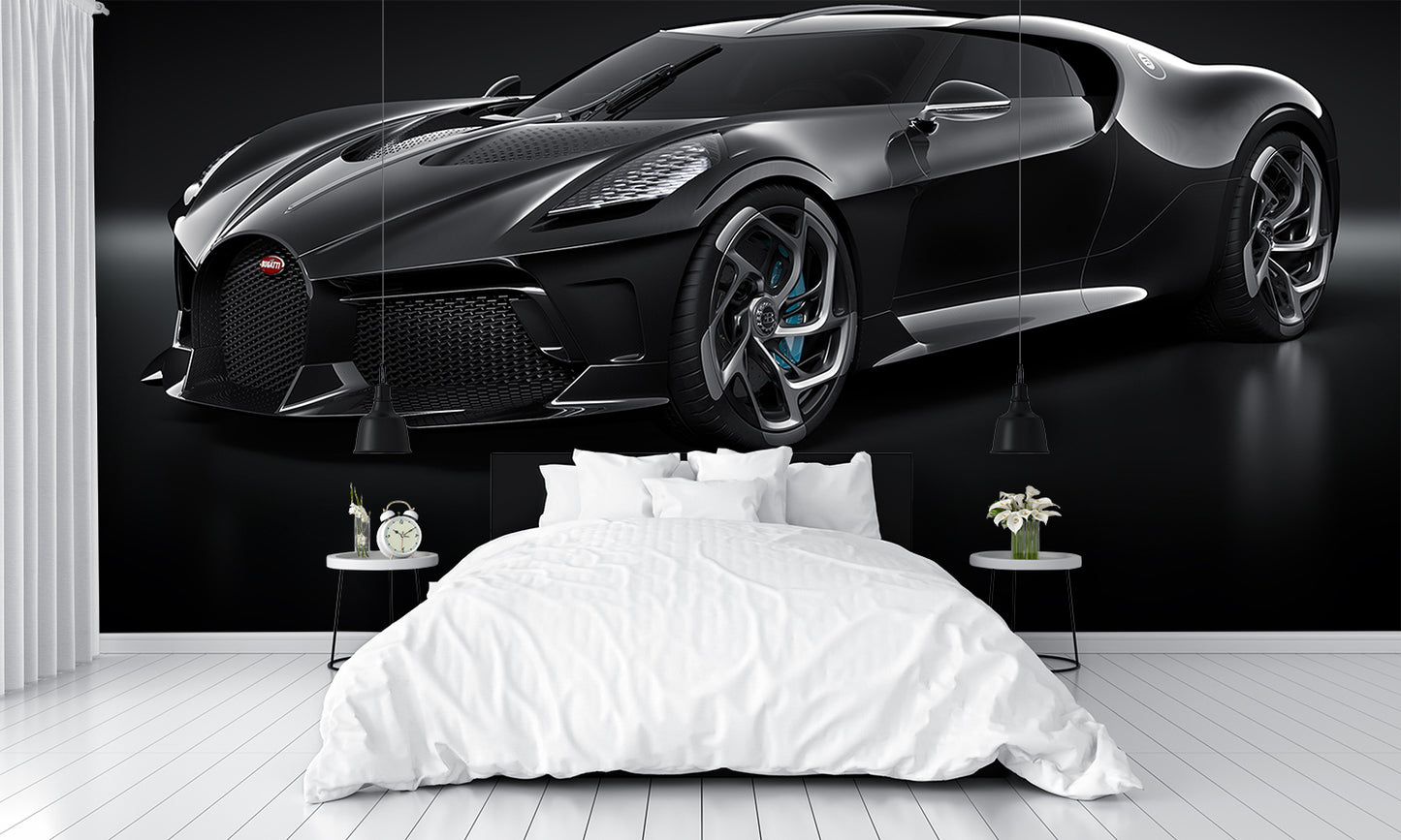 Car Art Bugatti Front Left View Wall Mural