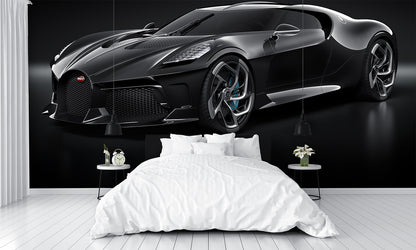 Car Art Bugatti Front Left View Wall Mural