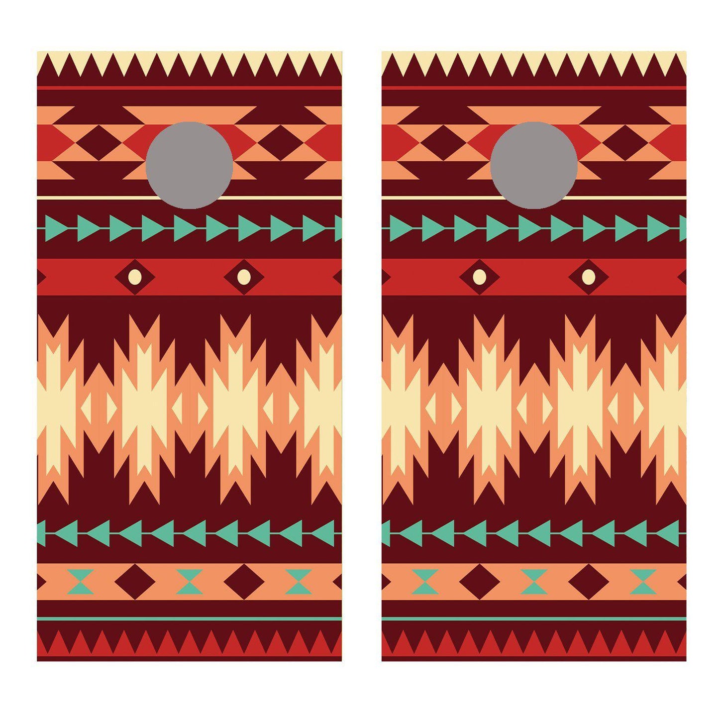 Burgundy Aztec Design Cornhole Board Decal Wraps