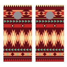 Burgundy Aztec Design Cornhole Board Decal Wraps