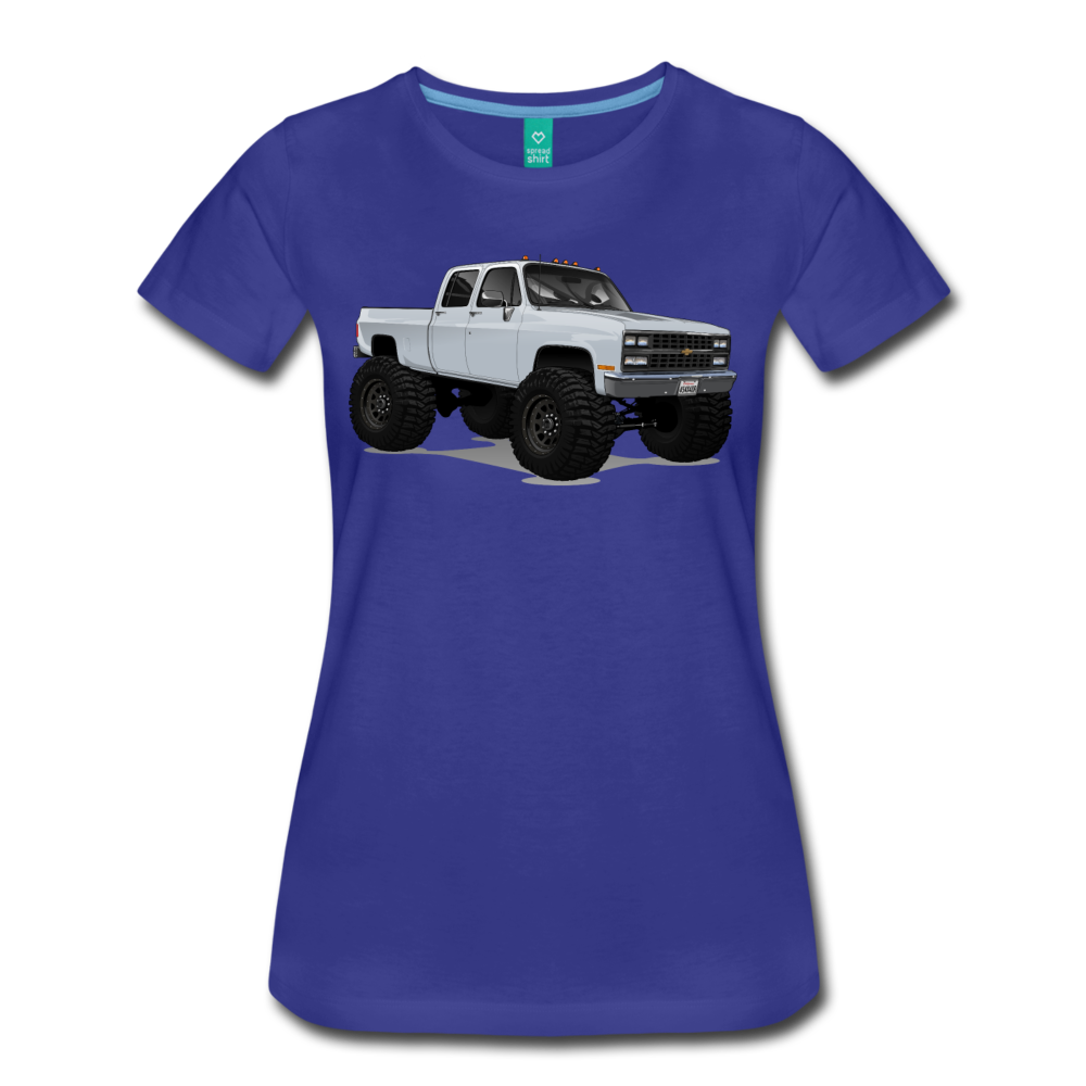 White Chevrolet 4x4 Crew Cab Pickup Truck Women’s Premium T-Shirt - royal blue