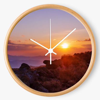 Sunset In the Mountains 10 inch wall clock