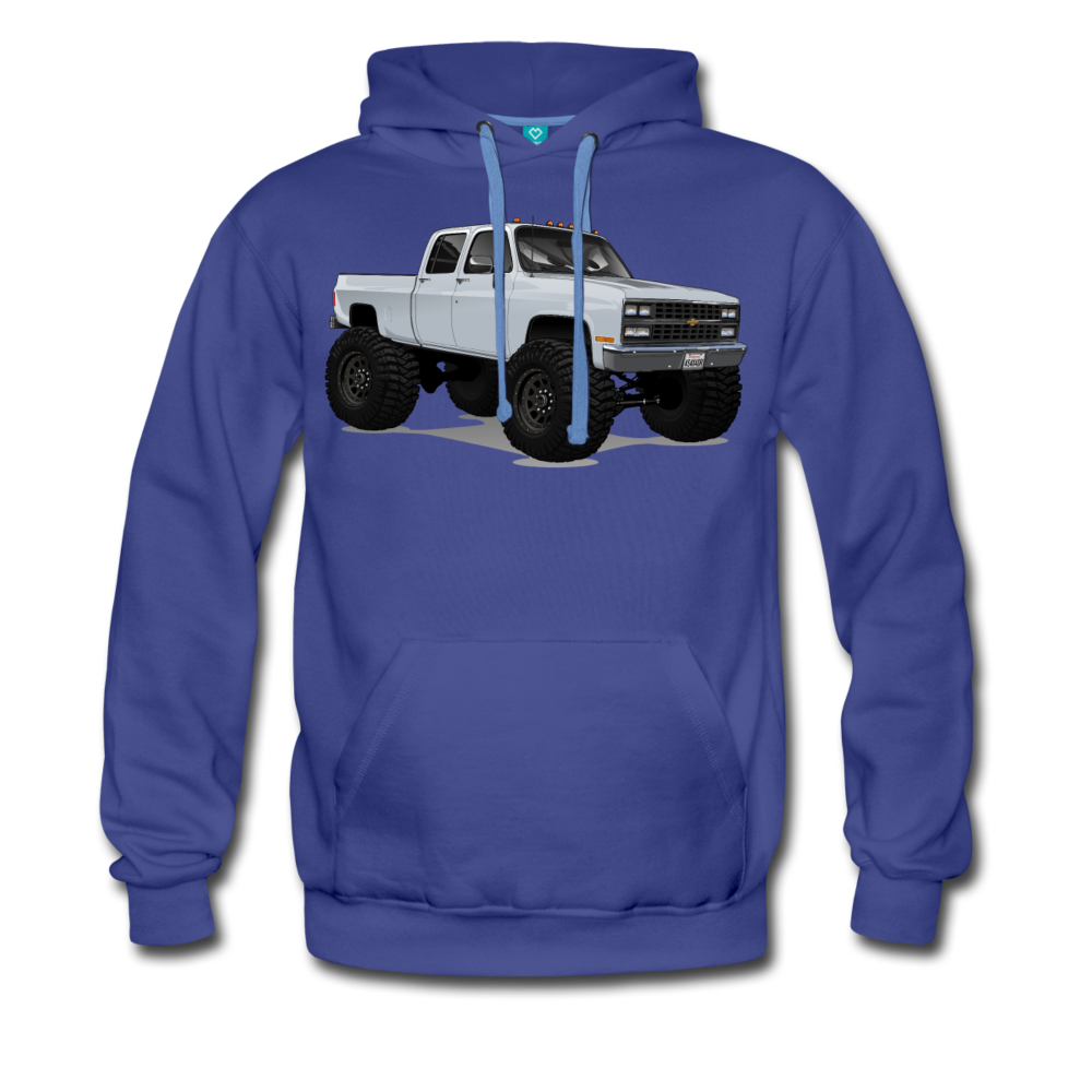 White Chevrolet 4x4 Crew Cab Pickup Truck Men’s Premium Hoodie - royalblue