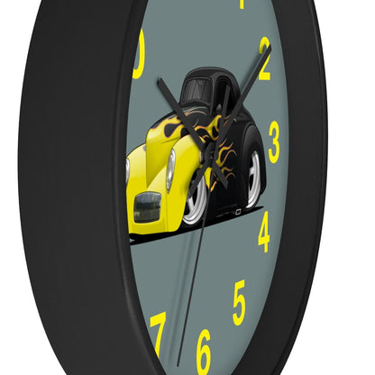 Yellow Flames Coupe Wall clock
