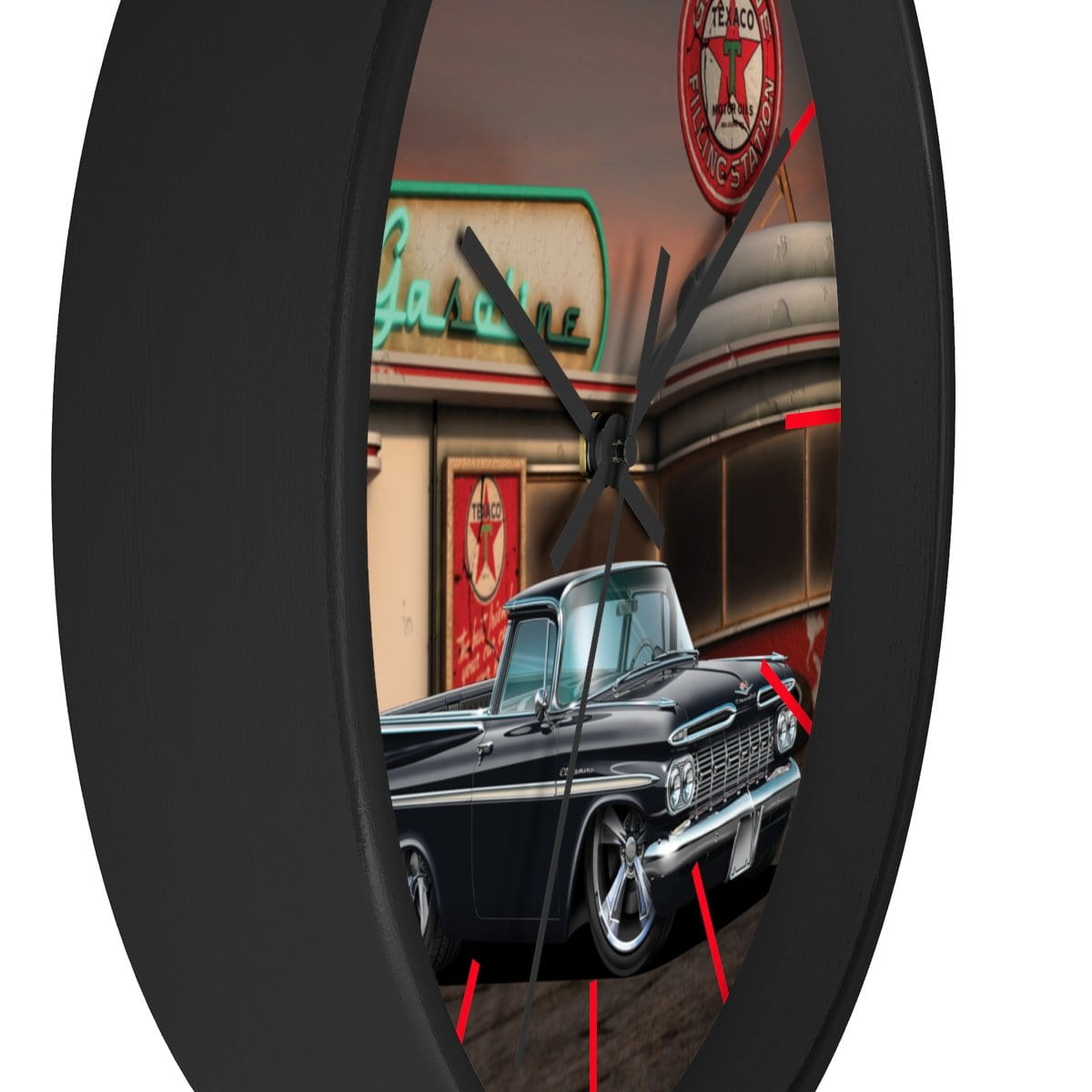 1959 El Camino Old Gas Station 2 Wall clock