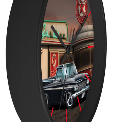 1959 El Camino Old Gas Station 2 Wall clock